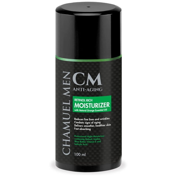Chamuel Men Crema facial diaria para hombres con 2,5% de retinol hidratante antienvejecimiento para líneas finas, manchas oscuras y arrugas - Loción nocturna