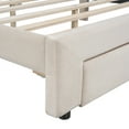 thumbnail image 5 of Queen Size Storage Bed with Large Drawer and Comfy Velvet Fabric Backrest, Velvet Upholstered Platform Bed with Solid MDF and Particle Board, Wooden Storage Bed Frame for Living Room, Bedroom, 5 of 7
