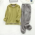 thumbnail image 4 of Enjoytime Womens Winter Outfits Solid Color Thick and Velvet Warm Pajamas Crewneck Long Sleeve Tops Pants 2 Piece Sets Soft Comfy Sleepwear, 4 of 4