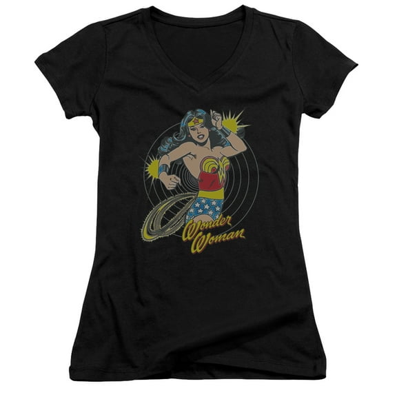 DC Comics Spinning Junior Women's V-Neck T-Shirt Black
