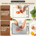 thumbnail image 4 of Stainless Steel Cutting Board for kitchen Non Toxic, BUSATIA Double Sided 304 Stainless Steel & Wheat Straw Chopping Board, 14.4"*9.8", Dishwasher Safe, Scratch Resistant Mesh Design, 4 of 8
