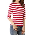 thumbnail image 1 of Disfraz de Día de San Patricio para mujer Mangas en el codo Top Cuello redondo Camiseta ajustada Camiseta estampada informal rojo blanco XL, 1 of 6