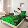 thumbnail image 3 of Feelyou Green Spooky Ghost Bed Sheets, Gothic Halloween Full Size Sheets, 4-Piece, 1 Flat Sheet, 1 Fitted Sheet and 2 Pillowcases, 3 of 5