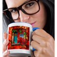 thumbnail image 2 of 3drose, Aqua Door, Pumpkin, Watering Can, Window with Leaves, Autumn Colors, 15oz Two-tone Blue Mug, 2 of 6