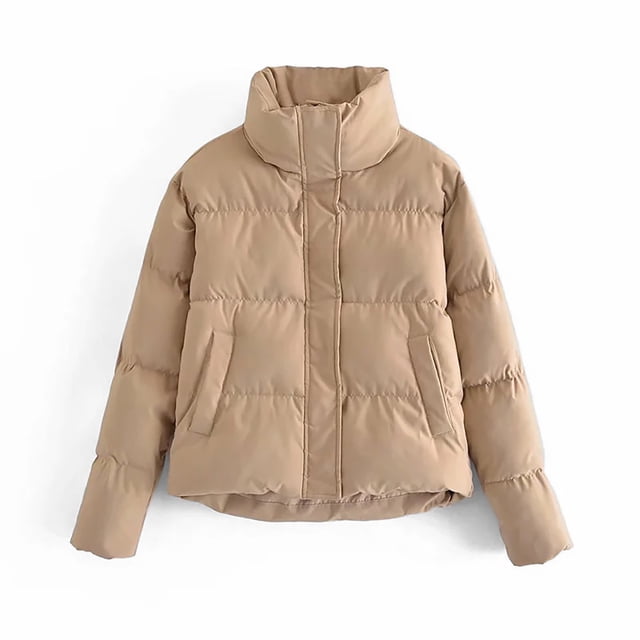 Cameland Womens Full Zip Puffer Jacket Long Sleeve Quilted Jackets Short Winter Coats with Pockets