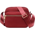 thumbnail image 2 of Lightweight Crossbody Bags for Women Shoulder Bag Purse Nylon Soft Travel Handbag with Multi Pockets,20*16*7cm,Wine Red, 2 of 8