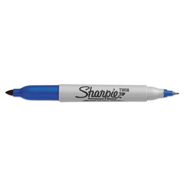 Twin-Tip Permanent Marker, Extra-Fine/Fine Bullet Tips, Blue, Dozen Twin-Tip Permanent Marker, Extra-Fine/Fine Bullet Tips, Blue, Dozen