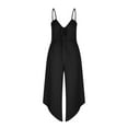 thumbnail image 5 of BRGZLK Women's Wide Leg Jumpsuit Summer Trendy Solid Color Drawstring Irregular Sleeveless Rompers Jumpsuit Black XL, 5 of 7