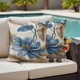 thumbnail image 4 of Blue Brown Botanical Outdoor Waterproof Pillow Covers, Flowers Vintage Summer Decorative Square Throw Pillowcase Sofa Cushion Sham for Patio/Couch/Chair, 20"x20" 2 Pack, 4 of 8