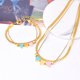 thumbnail image 2 of Collar De Acero De Titanio Tres Rosa Azul Amor Cadena De Hueso De Serpiente Doble Melocotón Corazón Pulsera Geometría Sólida Joyería Niña, 2 of 4