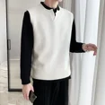 thumbnail image 2 of Suéteres de punto para hombres Chaleco sin mangas Ropa para hombre Cuello en V blanco Suave Moda coreana Un producto más vendido 2024 X, 2 of 4