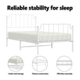 thumbnail image 3 of vidaXL Twin XL Metal Bed Frame with Headboard & Footboard, Sturdy Steel, White, No Mattress, 3 of 9