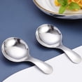 thumbnail image 4 of 6 cucharas de mango corto de acero inoxidable, cucharas de postre redondas de 3,54 x 1,77 pulgadas para cocina o restaurante (plata) TUNC Sencillez, 4 of 5