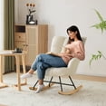 thumbnail image 4 of Nursery Rocking Chair Teddy, Upholstered Glider Rocker with High Backrest, Comfortable Stylish Accent Armchair with Padded Seat for Living Rooms, Bedrooms, Offices Ivory, 4 of 6