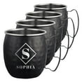 thumbnail image 1 of PERSONALIZED Monogram Letter Initials Gift Idea:Round Monogram Custom Engraved Classic Moscow Mule Mug Sturdy Handle Rolled Rim, Smooth Black Finish 16 oz, Set of 4, Diamond, 1 of 8
