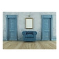 thumbnail image 1 of Antique Cutting Board, Empty Space 2 Doors Armchair and Simple Mirror Golden Yellow Frame, Decorative Tempered Glass Cutting and Serving Board, Large Size, Blue Sand Brown, by Ambesonne, 1 of 1