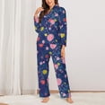 thumbnail image 2 of Pajamas for Women Sets, Abstract circles bubbles pebbles stones Lounge Sets Long Sleeve Button Down Night Shirts Sleepwear Pjs, 2 of 6