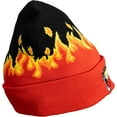 thumbnail image 4 of Chester Side Flame men's Black & Red Beanie, 4 of 7