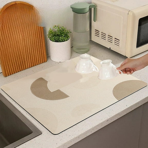 Clearance Under $5 Boovnll Dish Drying Mat, 12x16" High Absorbent & Soft Dish Drainer, Memory Foam Diatomite Drying Matt Kitchen Counter for Kitchen Countertops, Sinks, Draining Racks, Drying Mat