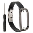 thumbnail image 1 of Stainless Steel PU Leather Strap with Bumper Case Smart Watch Replacement Accessory Fit for Mi Band 7 Black and Black, 1 of 14