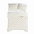 thumbnail image 5 of TRULY SOFT Textured Checkered Cream King 3 Piece Comforter Set, Solid Color Themed, Oeko-TEX Certified Confidence, 5 of 9