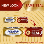 Poligrip Power Max Power Hold + Seal Denture Adhesive Cream, Flavor Free - 2.2 Oz (3 pack)