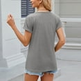 thumbnail image 4 of Women's Trendy Casual Short Sleeve Round Neck T-Shirts Tunic Solid Tops Soft Comfy Blouses Pullover Gray,L, 4 of 7