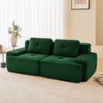 thumbnail image 2 of 82" Modular Sectional Sofa, Corduroy Fabric Square Couch with Deep Seats, Tufted Design, Pearl-Like Piping, No Assembly Required, Anti-Slip Base, for Living Room, Green, 2 of 16