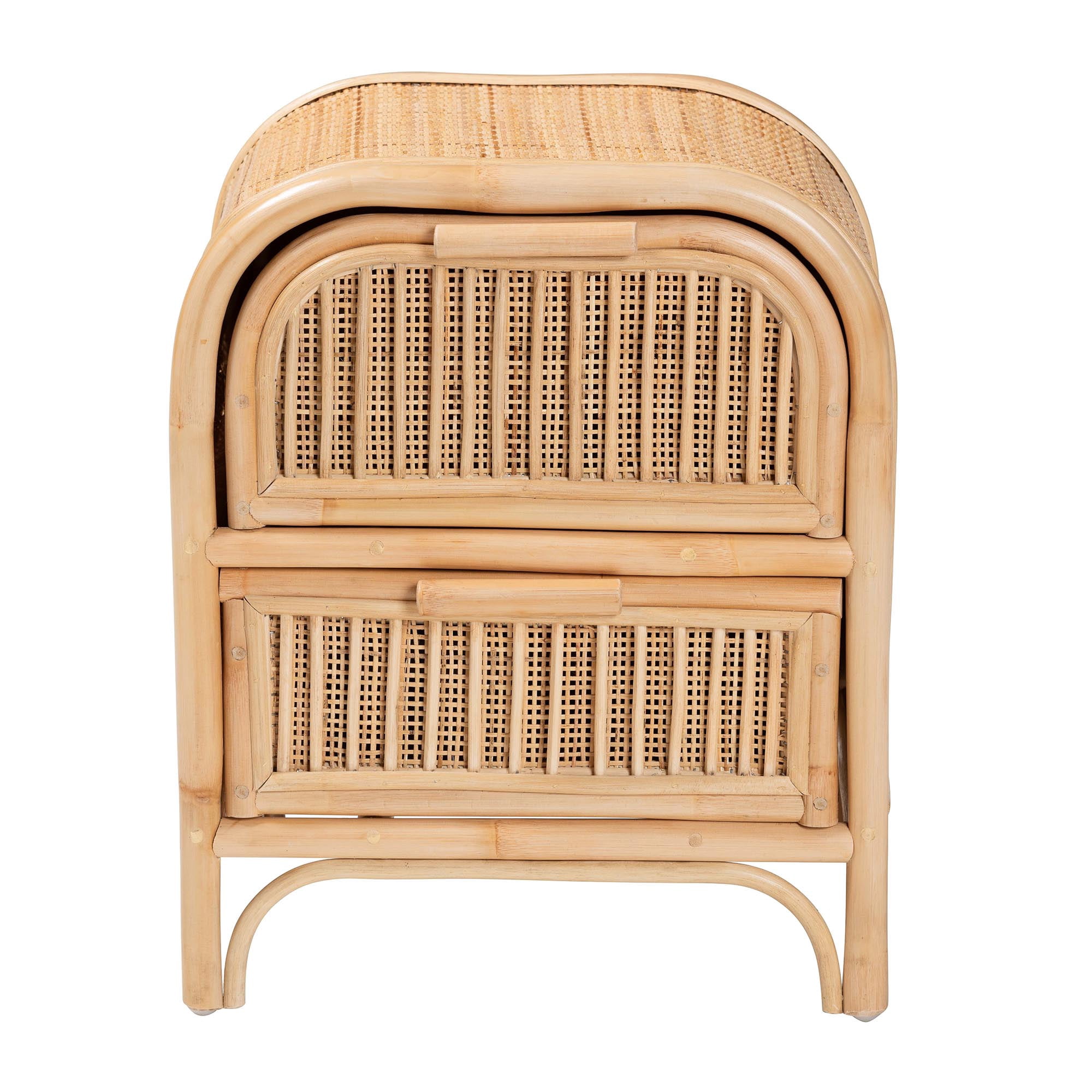 bali & pari Adrika Boho Nightstand, 2-Drawer, Natural