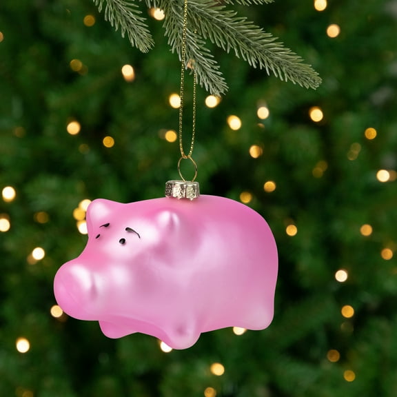 Northlight Pink Pig Glass Christmas Ornament - 4"