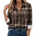 thumbnail image 2 of Yertdoel Flannel Shirt Women Long Sleeve Plaid Lapel Open Front Button Down Shirts Stylish Casual Soft Cozy Cardigan Jackets, 2 of 6
