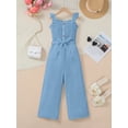thumbnail image 4 of PureChapter Girls Romper Girls Jumpsuit Solid Color Ruffle Strap Smocked Jumpsuit with Belt & Pockets 5-12Y, 4 of 8