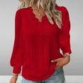 thumbnail image 2 of Drses Womens Dressy Blouses Long Sleeve Lace Crochet Trim V Neck Shirts Casual Solid Soft Tops, 2 of 5