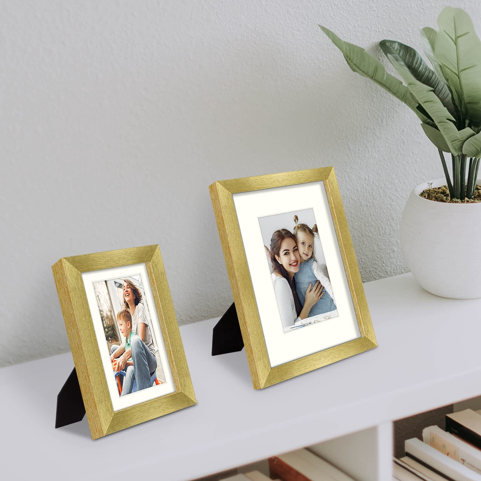 Golden State Art Gallery Wall Frames 11x14, 8x10, 5x7 Matted Photo Frames, Gold, Set of 7
