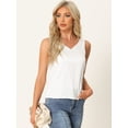 thumbnail image 3 of DARING DIVA Women's Satin Tank Top Silky Basic V Neck Sleeveless Blouse S White, 3 of 7