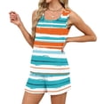 thumbnail image 5 of JULMCOMO 2 Piece Sets for Women Striped Print Square Neck Lightweight Summer Short Sets Drawstring Waisted Lounge Outfits with Pockets Orange 2XL, 5 of 8