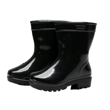 Meresysid Toddler Kids Boys Mid Calf Shoes Rain Boots Water Boots Children Unisex Rain Shoes Soft Rubber Boots Non Slip Black