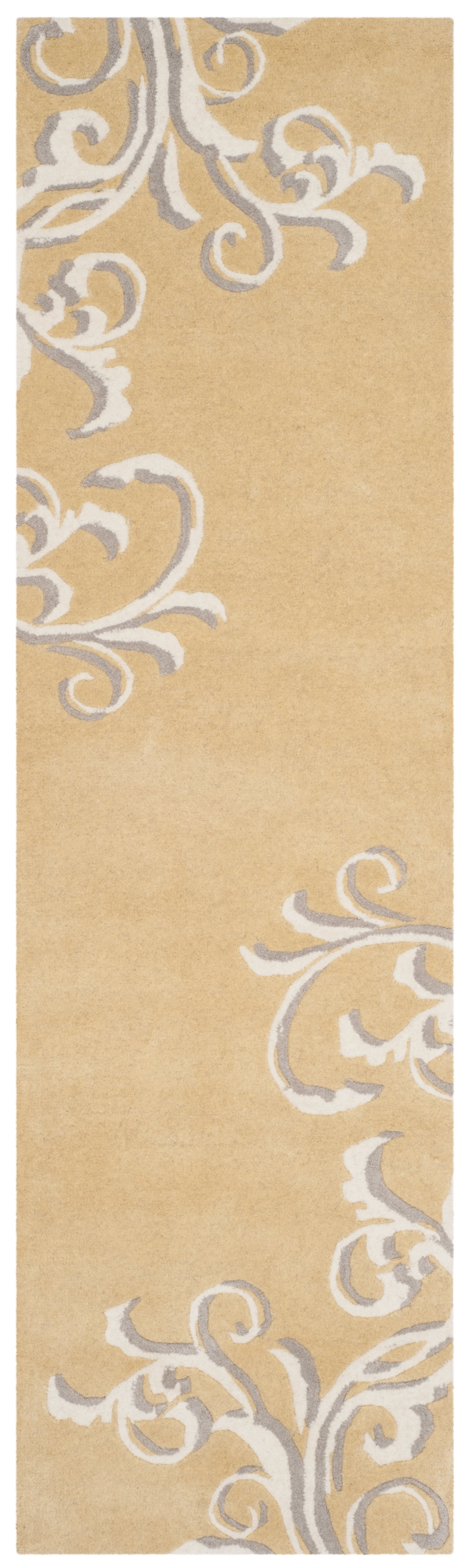 SAFAVIEH Martha Stewart Avalon Vine Floral Wool Runner Rug, Soft Yellow, 2'3" x 8'