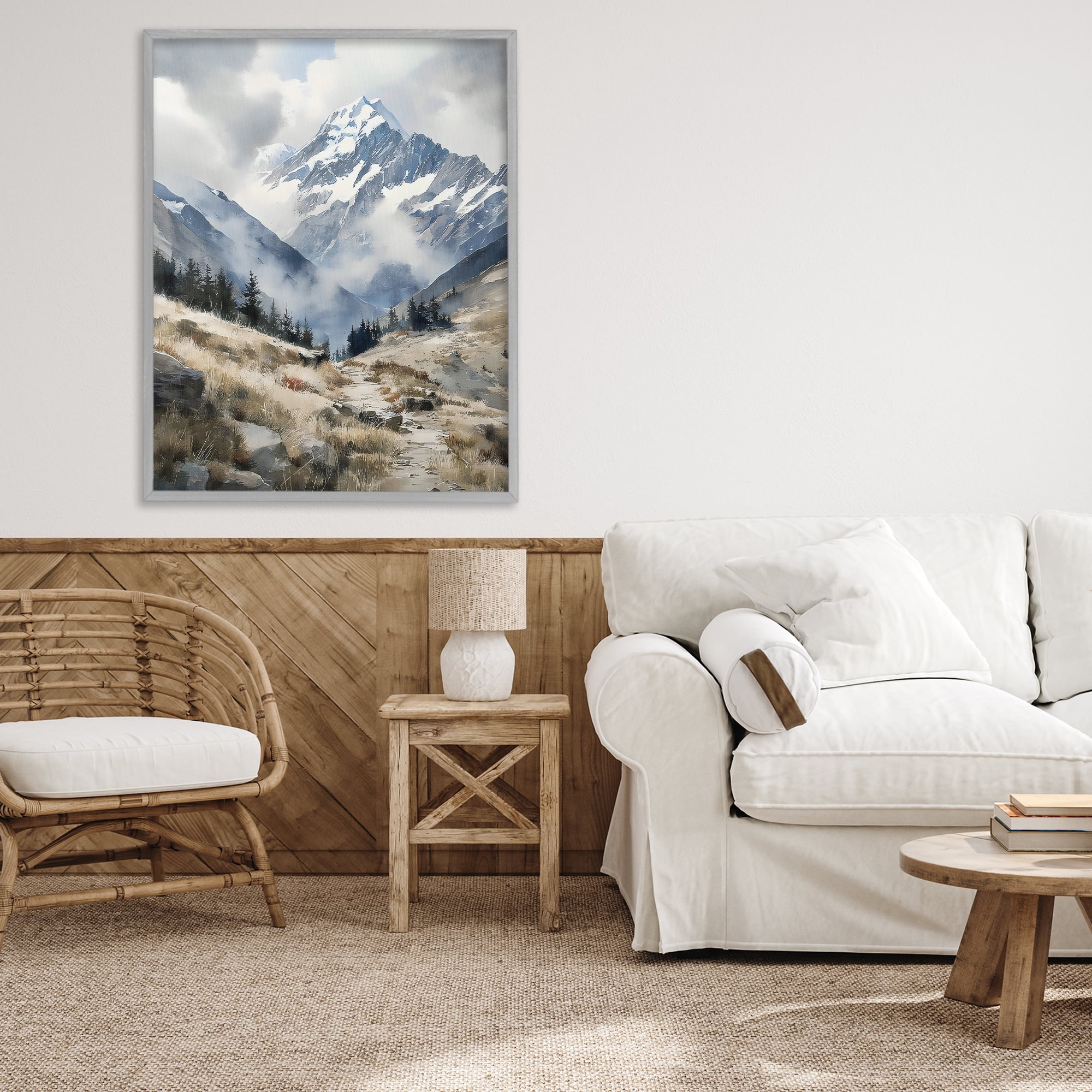 Stupell Industries Snow Caps Mountain Peaks Gray Framed Giclee Art, design by Franklyn Gregory