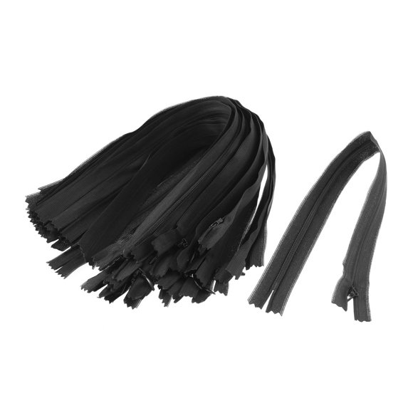 Unique Bargains Fermeture Éclair Invisible en Nylon Noire 14 Pouces 20 Pcs