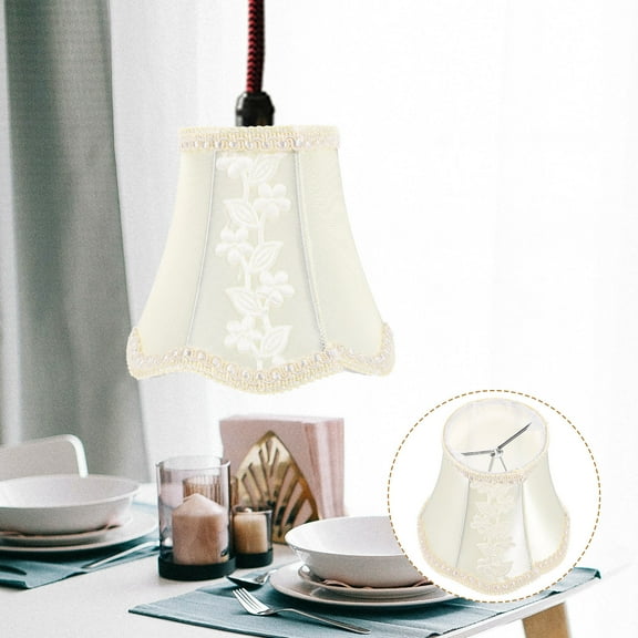 YOSADIER Victorian Style Scalloped Cream Lamp Shade, Decorative Cloth Cover for Soft Diffused Lighting in Room