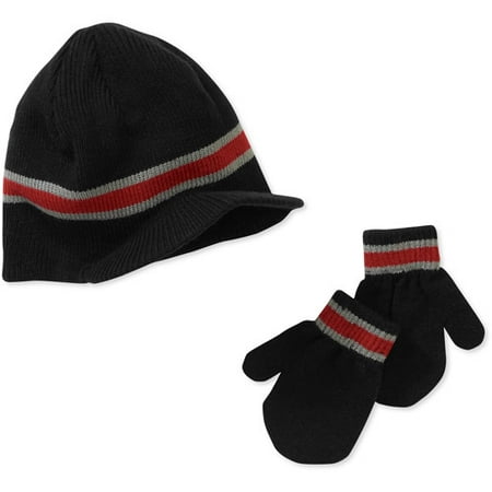 Boy's Toddler Visor Hat And Mitten Set