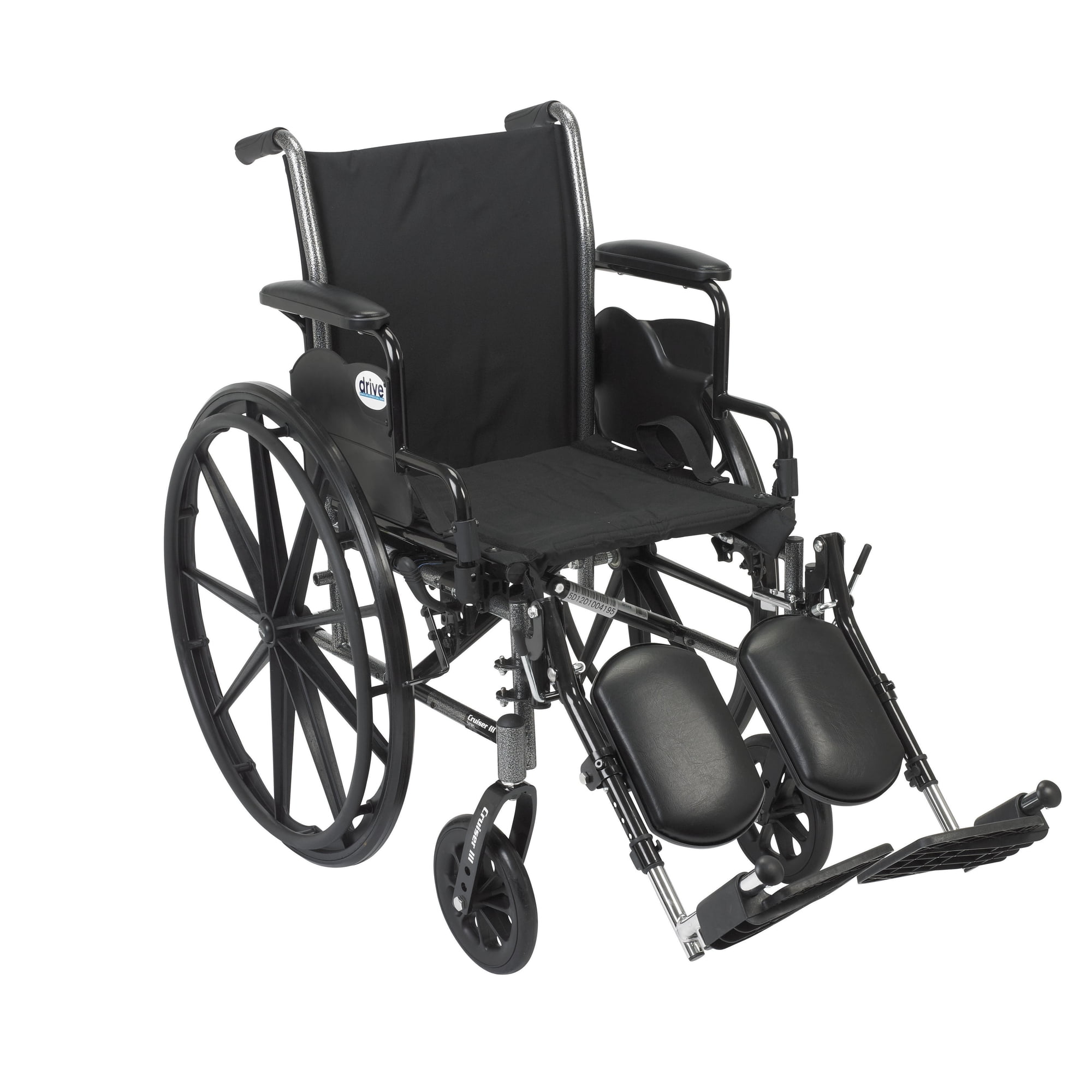 Drive Medical Cruiser III Light Weight Wheelchair with Flip Back Removable Arms, Desk Arms, Elevating Leg Rests, 16" Seat