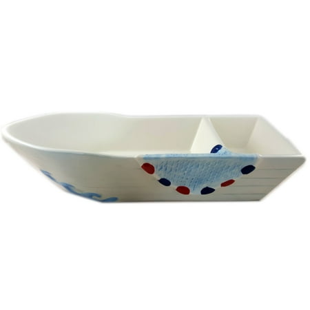 Two Section Server - Ceramic Fishing Boat 2 Section Server