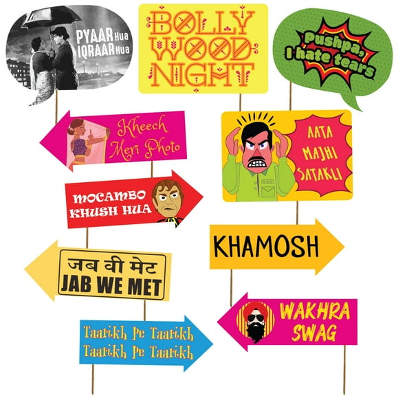 Photobooth Props Bollywood (Set of 10) / Party & Celebration Theme Photo Booth Props/Bollywood Party Props/Bollywood Theme Props/Bollywood Props