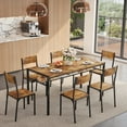 thumbnail image 4 of Asofer Dinning Table Set for 6, Morden Comedor De 6 Sillas y Mesa with Wood High Back Seating Chairs, Retro, 4 of 10