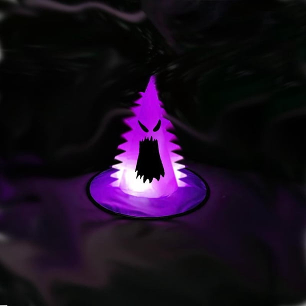 Bruja Brillante Con Luz Led Para Halloween, Sombrero De Bruja Con Cara De Fantasma, Accesorios De Cosplay Para Jardín, Árboles, Sala De Estar Serendint HA044536-04