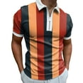 thumbnail image 1 of yievot Chemises pour Hommes Mode Personnalité Décontracté Ajusté T-Shirt à Manches Courtes Imprimé à Rayures Quart de Fermeture Éclair T Court Col Rabattu Chemise, 1 of 5