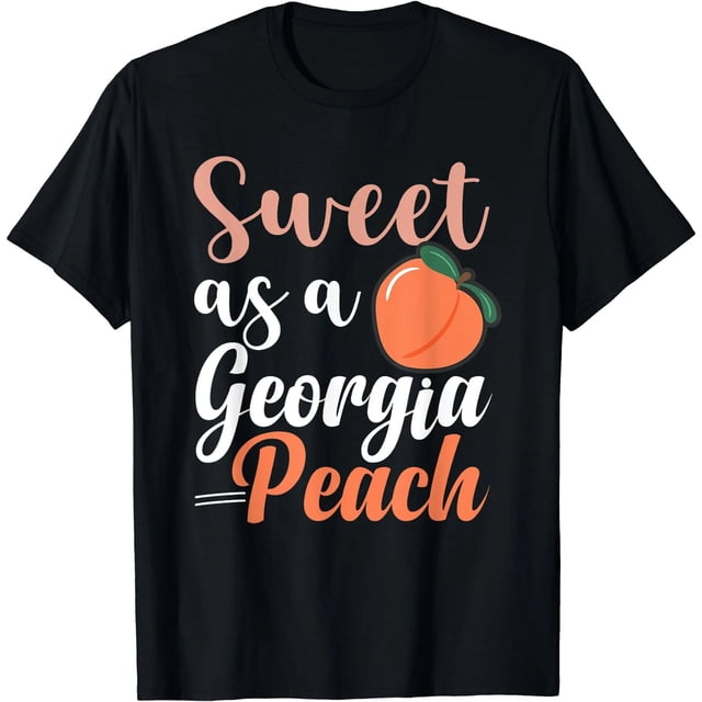 Camiseta Divertida de Mujer "Dulce como un Durazno de Georgia" - Negro Talla Grande