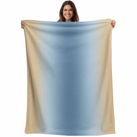 Blue Yellow Ombre Blanket Soft Cozy Warm Throw Blanket for Couch, Plush Fuzzy Flannel Fleece Blankets for Sofa, Farmhouse Modern Gradient Art Bed Blankets Lightweight Gifts for Women, 50"x80"